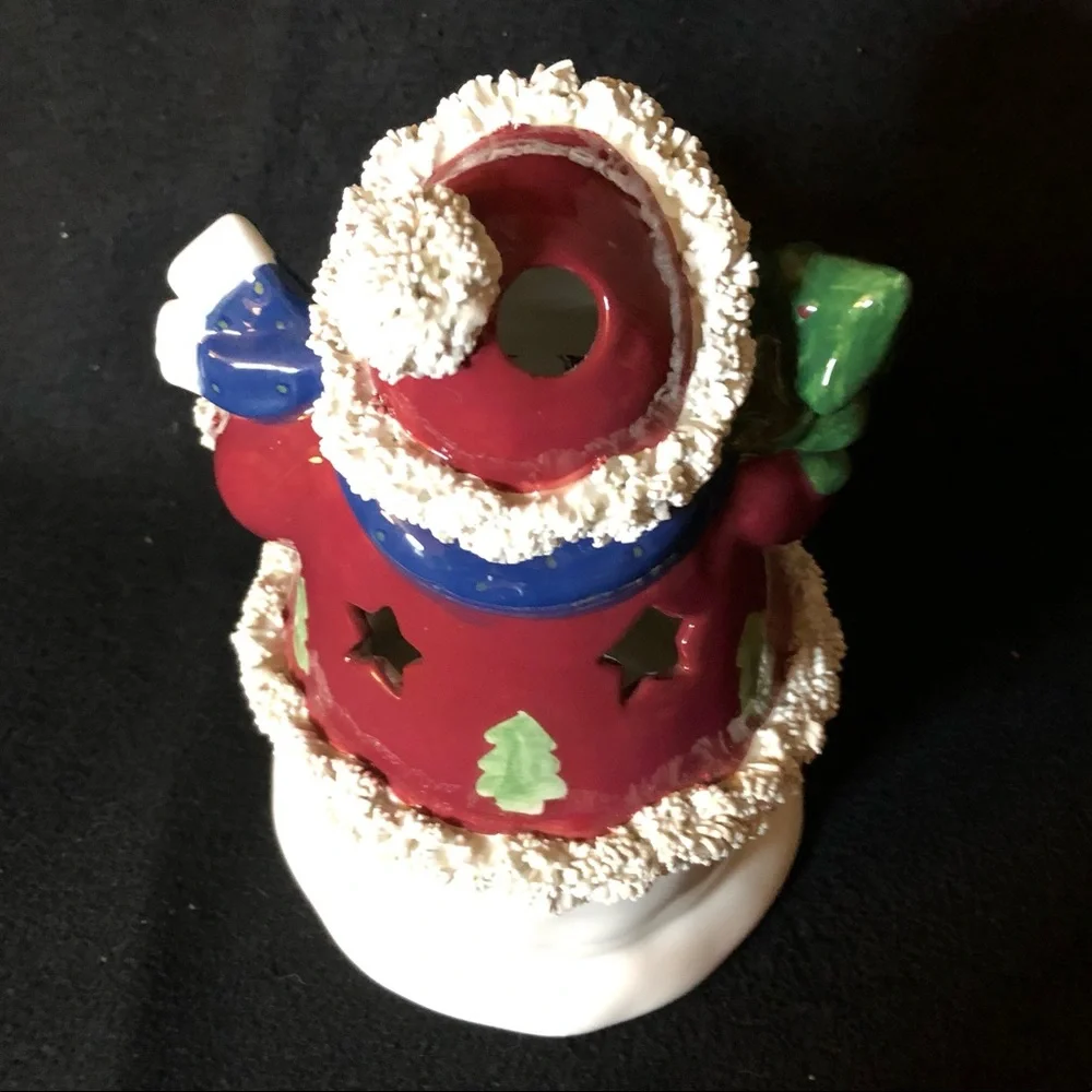 🆕 NWOT - Ceramic 2 Piece Snowman Candle Holder ⛄️🎄🕯